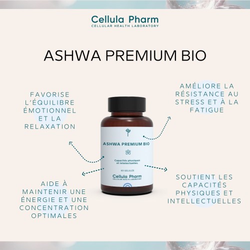 ASHWA PREMIUM BIO | Ashwagandha KSM-66 high concentration - Cellula Pharm