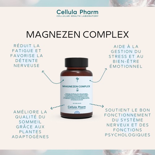 Magnezen Complex – Magnésium, Valériane et Rhodiola pour réduire le stress et améliorer le sommeil | Cellula Pharm - Bienfaits