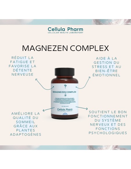 Magnezen Complex – Magnésium, Valériane et Rhodiola pour réduire le stress et améliorer le sommeil | Cellula Pharm - Bienfaits
