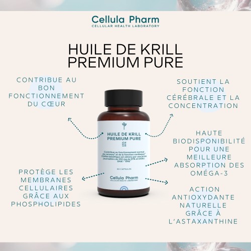 Huile de Krill Premium Pure – Oméga-3 phospholipidiques & astaxanthine | Cellula Pharm - Bienfaits