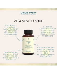 Vitamine D 3000 – Maintien de la santé osseuse et soutien immunitaire | Cellula Pharm 2
