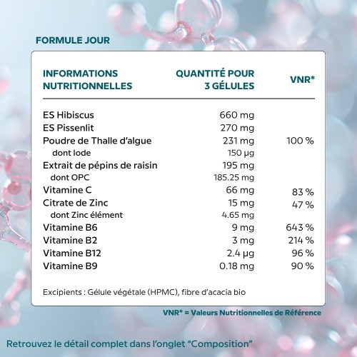 Détox Cure Jour & Nuit - Programme de détoxification hépatique de 20 jours - Tableau d'ingrédients