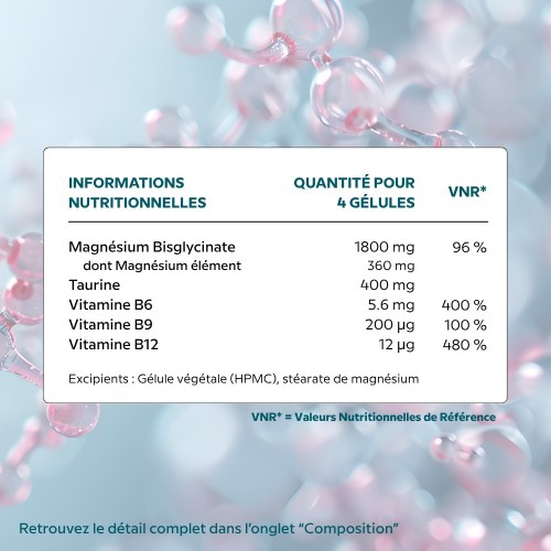 Mag Cell 360 | Magnesium bisglycinate, taurine and B vitamins to reduce fatigue and stress - Cellula Pharm