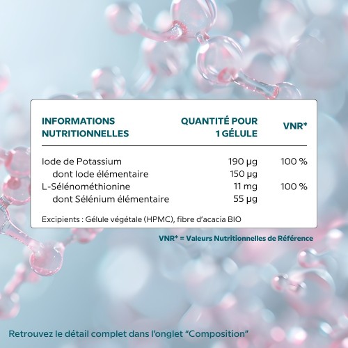 Iode+Sélénium Complex - Aide à réguler la thyroïde | Cellula Pharm - Tableau d'ingrédients
