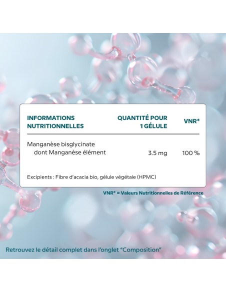 Manganèse Cell - Cellula Pharm - Tableau d'ingrédients