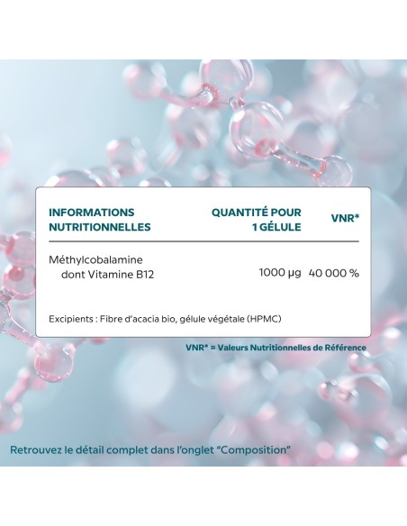B12 CELL - Vitamine B12 méthylcobalamine - Cellula Pharm - Tableau d'ingrédients