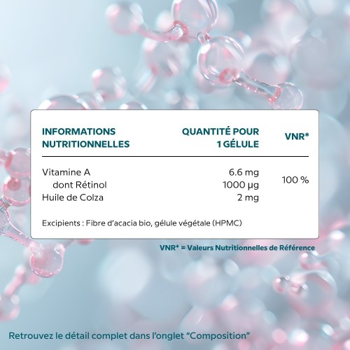 Retinol  Cell - Vitamine A - Cellula Pharm - Tableau d'ingrédients
