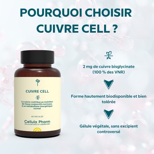 Cuivre Cell -Cuivre bisglycinate -  Cellula Pharm - Points forts