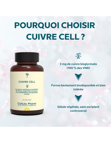 Cuivre Cell -Cuivre bisglycinate -  Cellula Pharm - Points forts