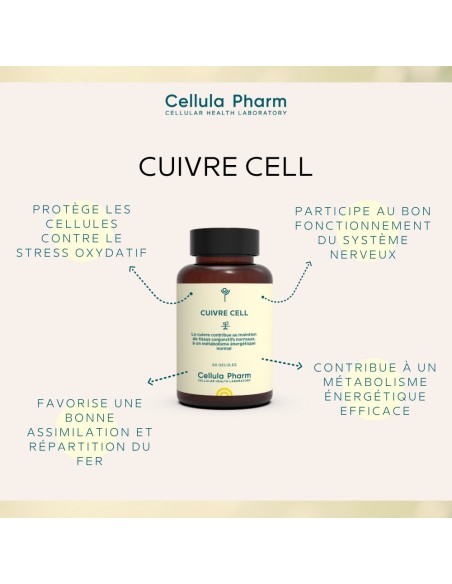 Cuivre Cell -Cuivre bisglycinate -  Cellula Pharm - Bienfaits