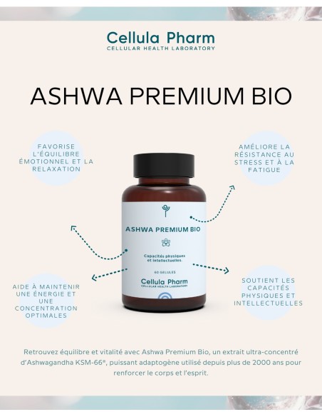 ASHWA PREMIUM BIO | Ashwagandha KSM-66 high concentration - Cellula Pharm