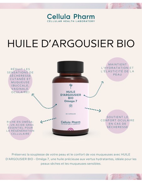 Organic Sea Buckthorn Oil - Omega 7 | Skin hydration and mucous membrane comfort - Cellula Pharm