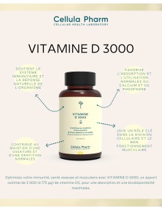 Vitamin D3 3000 IU - 120 pearls - Stimulates the immune system | Laboratoire Cellula Pharm 2