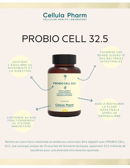 PROBIO CELL 32.5 | 32.5 billion probiotics for a balanced microbiota - Cellula Pharm